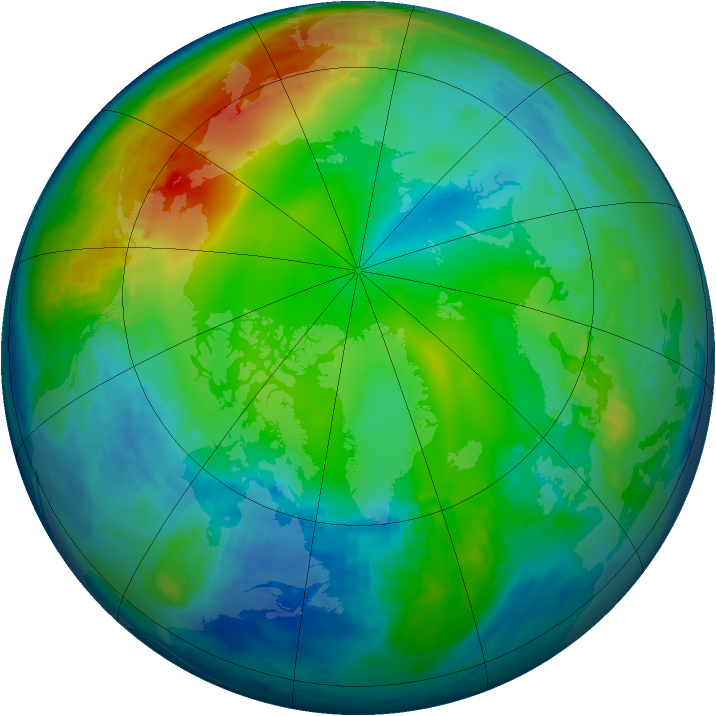Arctic ozone map for 28 November 1993